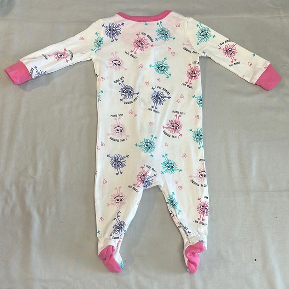 The Children's Place White and Pink whimsical Floral Footie sleeper/onesie - Picture 3 of 3